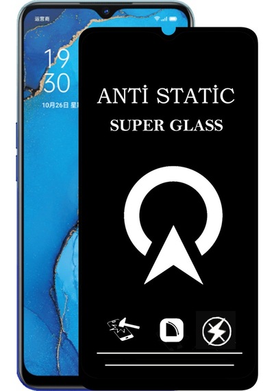 Oppo Reno 3 ile Uyumlu Tam Kaplayan Anti Statik Çizilmez Safir Ekran Koruyucu Cam