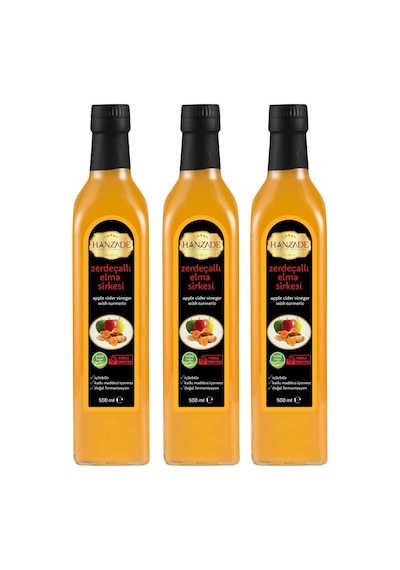Hanzade Bitkisel Zerdeçallı Elma Sirkesi 3 x 500 ML
