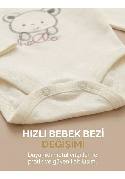Lika&nika Kız Bebek Yeni Doğan 3'lü Takım Pembe %100 Pamuk