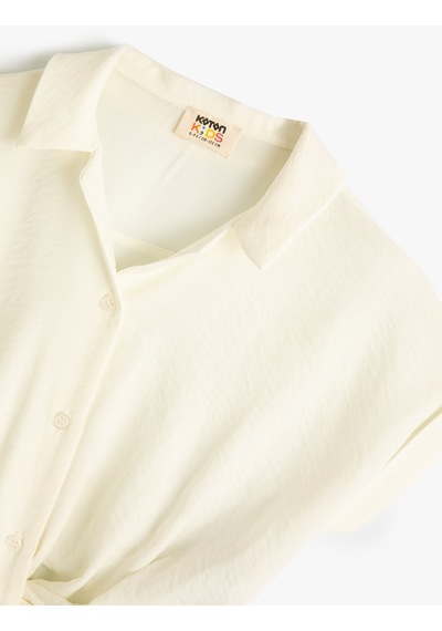 Koton Crop Gömlek Kısa Kollu Önden Bağlamalı Beyaz 4skg60097aw Beyaz