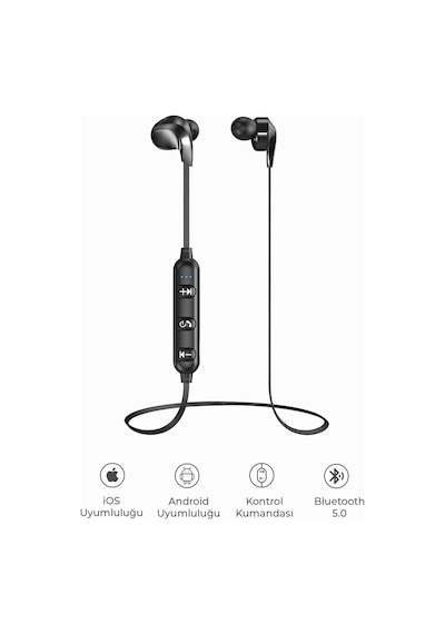 Lecoo ES204 Boyun Bantlı Kablosuz Bluetooth 5.0 Mikrofonlu Kulak İçi Kulaklık