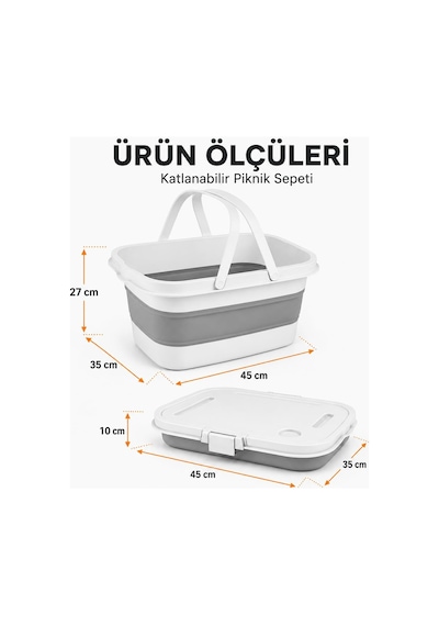 Katlanabilir Piknik Sepeti Ve Mini Masa Seti 21 Litre Kapasiteli Ergonomik Taşıma Kulplu Katlan