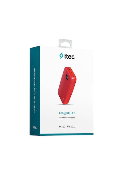 Ttec Chargeup Lcd 20.000mah Taşınabilir Hızlı Şarj Aleti 2BB213GK / Powerbank Kırmızı