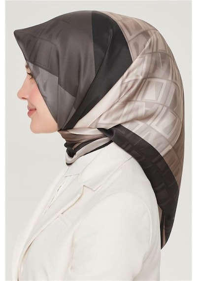 Armine Sura İpek Eşarp 8516-s03 Siyah - Vizon