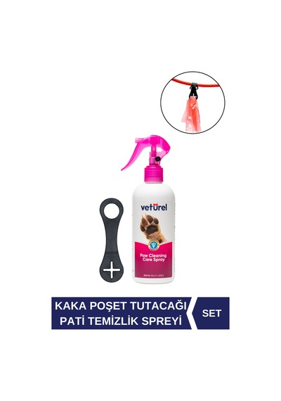 Köpek Kaka Poşeti Tutucu Silikon Aparat + Pati Temizleme Spreyi Parfümsüz Koku Kir Giderici 300m