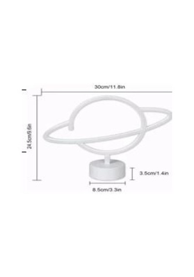 Neon Işıklı Satürn Lamba Pil+usb Mz-503 Beyaz