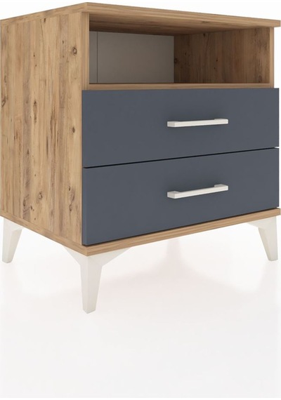 Hyperion Komodin Tek Raflı 2 Çekmeceli 60x44x64 Çam-antrasit Çam