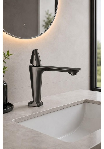 Vıta Kısa Lavabo Bataryası Mat Füme