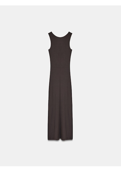Dilvin 91652 Fitilli Midi Elbise-koyu Kahve