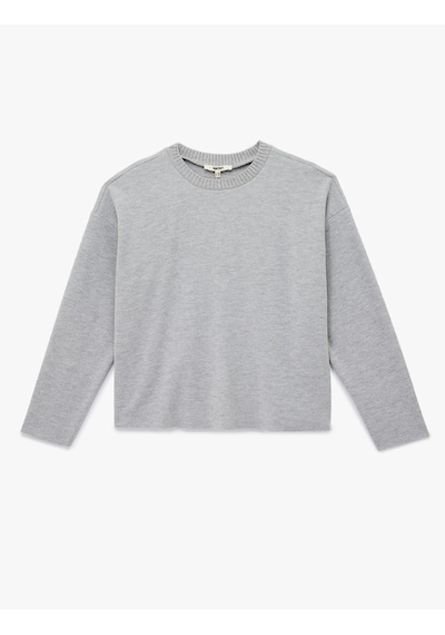 Koton Uzun Kollu Bisiklet Yaka Basic Sweatshirt Gri 6wak10092ek Gri
