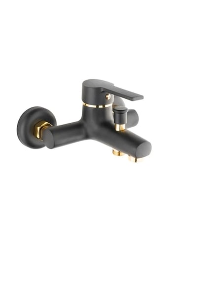 Faumix Kav6671120 Lavabo Ve Banyo Bataryası Ve Tepe Duş Seti Siyah Gold Siyah