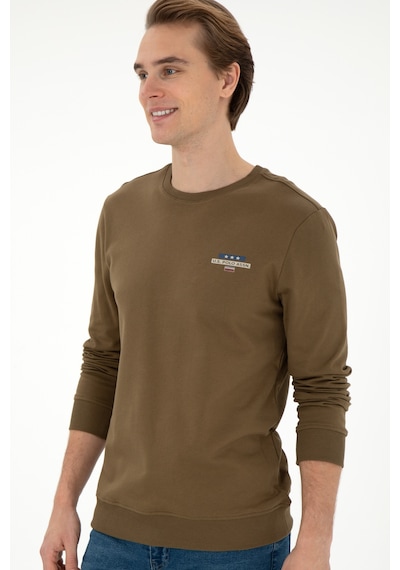 U.S. Polo Assn. Erkek Regular Fit Bisiklet Yaka Haki Sweatshirt 50293742-VR027