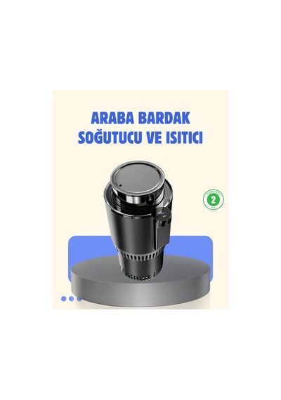 Araç İçi Akıllı Bardaklık Isıtıcı Soğutucu Dijital Ekranlı