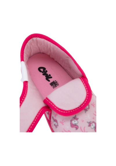 Civil Girls Unicorn Baskılı 27-32 Numara Panduf - Açık Camel
