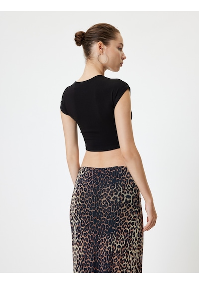 Koton Basic Tişört Kap Kol Bisiklet Yaka Modal Karışımlı Slim Fit Siyah 5wal10291ık Siyah