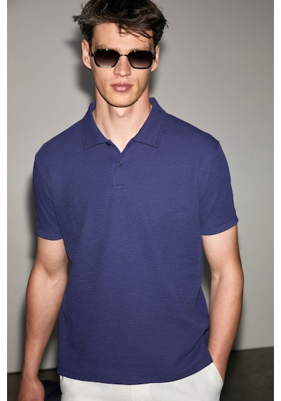 Grimelange Grımelange Mınnutu Erkek Organik Pamuklu Polo Yakalı Regular Fit Mor T-shirt