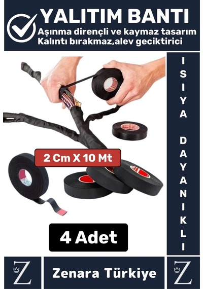 Isıya Dayanıklı Yüksek Aşınma Dirençli Kalıntı Bırakmaz Kaymaz Alev Geciktirici Bant 10 Metrex4 Adet
