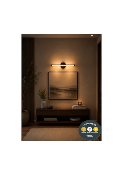 Düz Aplik 30 Cm Minimal Tasarım Siyah Led Aplik 3 Renkli - Modern Ev Dekorasyonu Aydınlatması