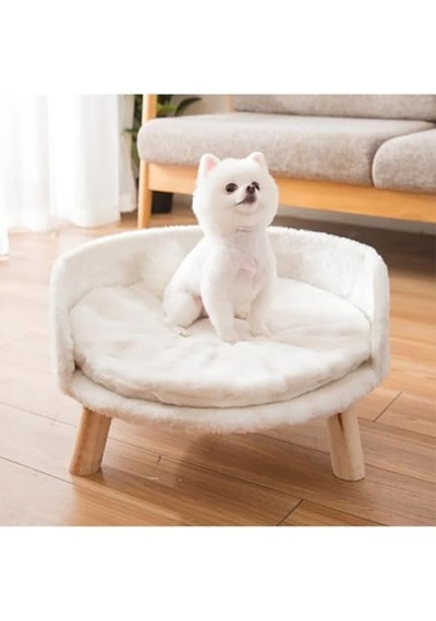 Reyo Pet Puffy Kedi Köpek Koltuğu Peluş 35x30 Cm Açık Bej