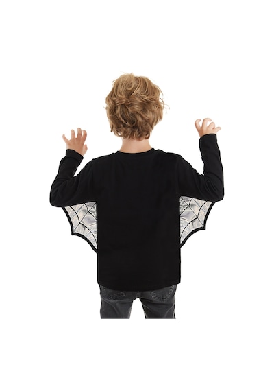 Erkek  Çocuk  Halloween  Pamuklu  Siyah  Uzun  Kollu  T-Shirt  4-7  Yaş