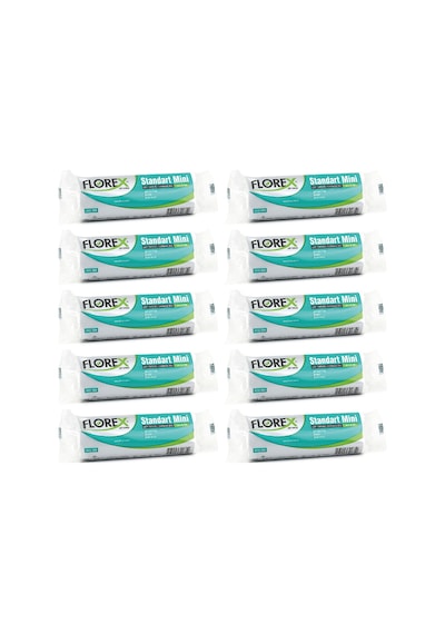Florex Standart Mini Boy Çöp Torbası 44x45 Cm 40'lı Rulo Beyaz 10 Rulo (400 Adet)