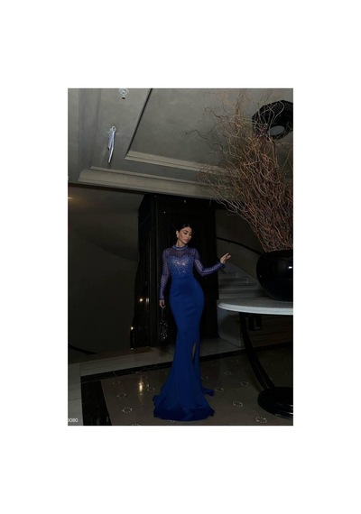Genel Markalar Kadın Tasarım Tül Kumaş Dik Yaka Balık Kesim Abiye Elbise Saks - 925402411 Saks Genel Markalar Kadın Tasarım Tül Kumaş Dik Yaka Balık Kesim Abiye Elbise Saks - 925402411 Saks