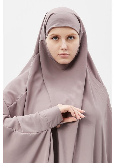 Altobeh Kadın Tesettür Medine İpeği Çarşaf Üstü Peçeli Sufle Hijab Koyu Gül Kurusu