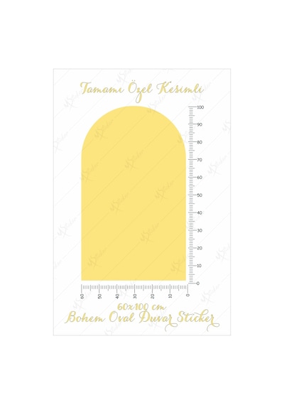 MSticker Bohem Tarzı Oval Sarı Duvar Dekorasyon Sticker 60x100 Cm