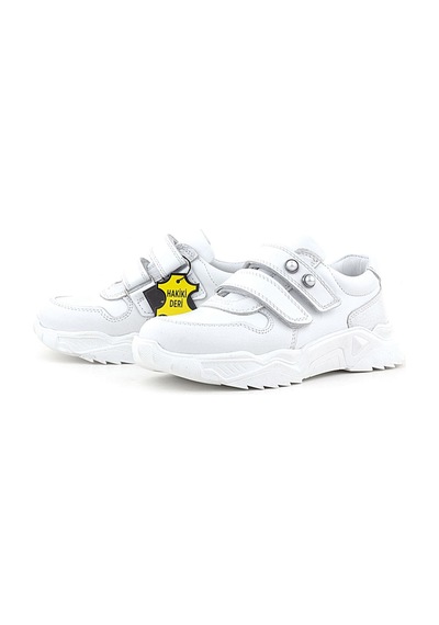 Rakerplus Hakiki Deri Beyaz Taşlı Kız Çocuk Sneakers Ayakkabı Beyaz
