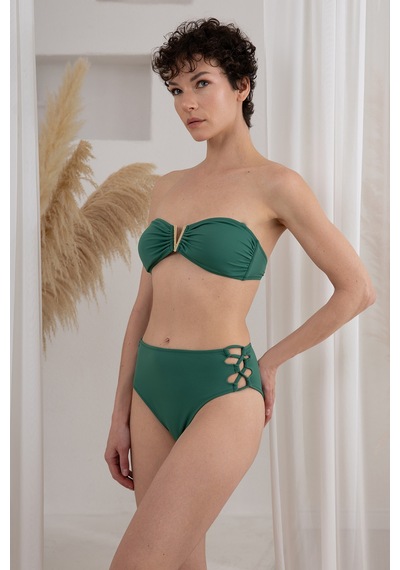 Lapıeno Aksesuarlı Soft Straplez Bikini Takım 4205 Yeşil