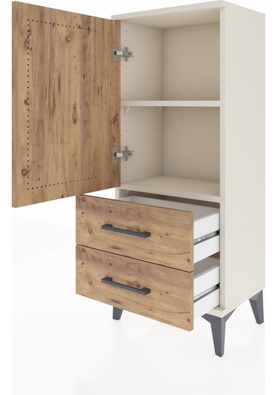 Arges Komodin 2 Raflı 2 Çekmeceli Tek Kapaklı 44x30x106 Aytaş... Aytaşı