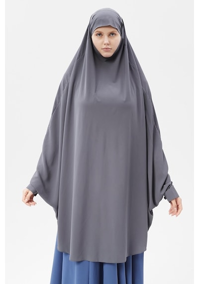 Altobeh Kadın Tesettür Medine İpeği Çarşaf Üstü Peçeli Sufle Hijab Füme