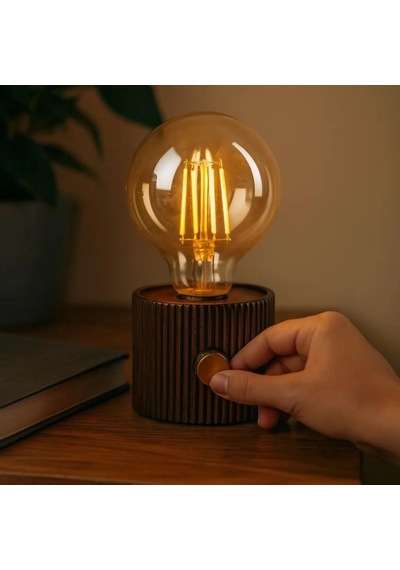 Şarjlı Dekoratif Masa Lambası - Kademesiz Dimmer - Type-c Bağlantılı Siyah