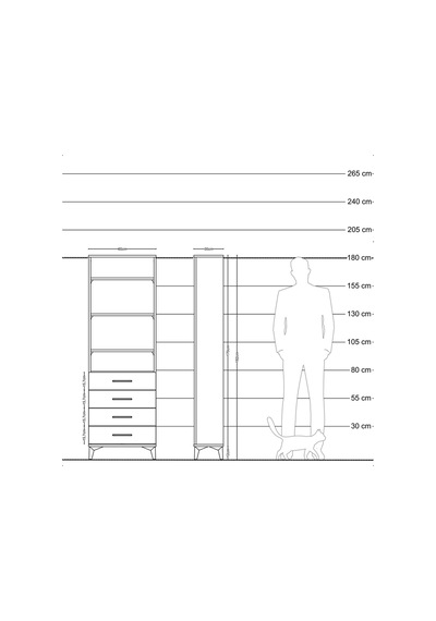 Arges Dolap 4 Raflı 4 Çekmeceli 60x30x182 Antrasit-çam Antrasit