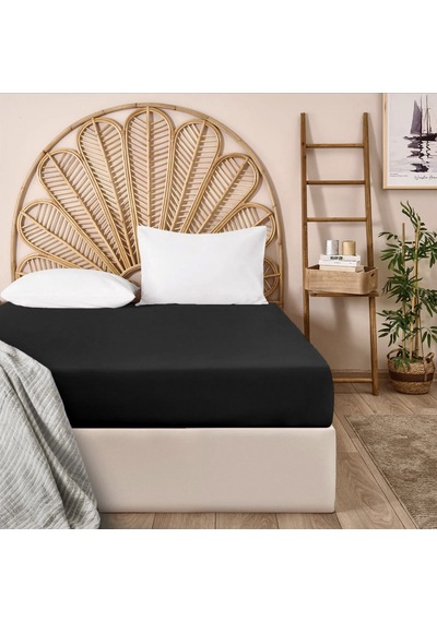 Soft Çift Kişilik Düz Kenar Çarşaf - Siyah - 260x270 Cm Renkli