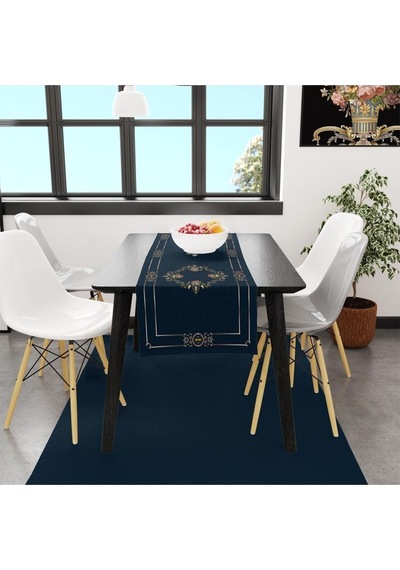Flower Framed Runner 140x45cm Ince Keten, Uluslararası Yıkama Ve Solmama Sertifikası Çok Renkli