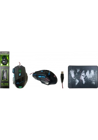 Platoon Pl-1830 Usb Işıklı Oyuncu Mouse+Mousepad