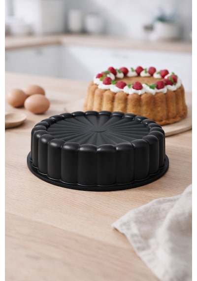 Papatya Döküm Kek Kalıbı 27cm Siyah Siyah