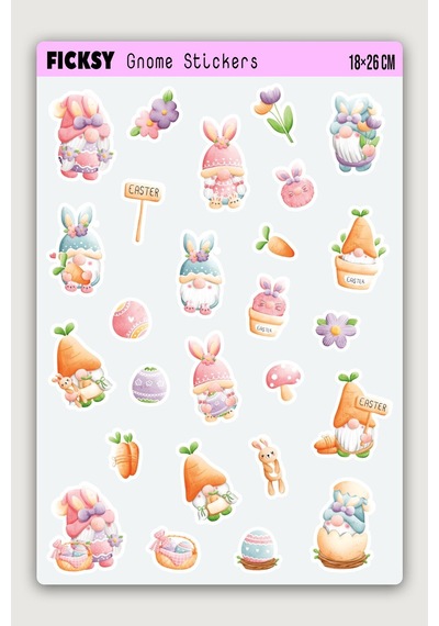 Sevimli Tavşan Cücesi Sticker Seti - 26 Adet Etiket Çıkartma Diğer