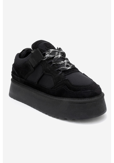 Raven Siyah Süet Hakiki Deri Kadın Platform Sneaker Siyah