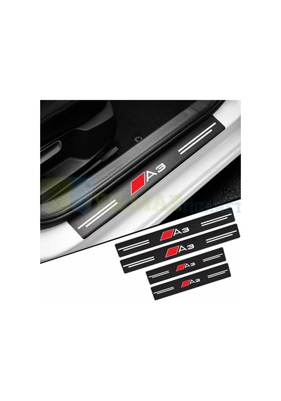 Audi A3 Logo Karbon Kapı Eşiği Oto Sticker Araba Etiket 4 Parça