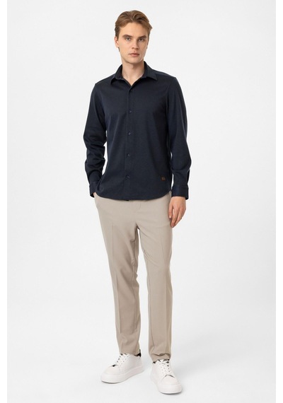 Backandbond Koyu İndigo Regular Fit Örme Gömlek Koyu Indigo
