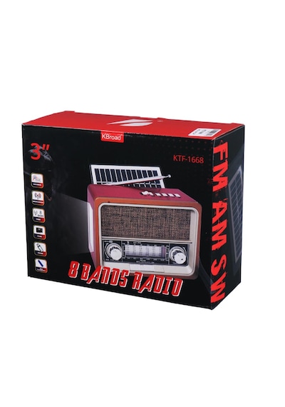 Ktf-1668 Nostalji Radyo Bluetooth Hoparlör Fenerli Solar Şarjlı
