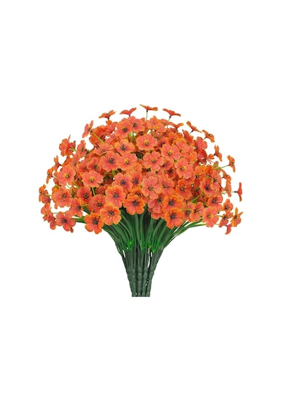 6lı Set Yapay Çiçek Sazlı Mine Turuncu Renk 5 Dallı 33cm