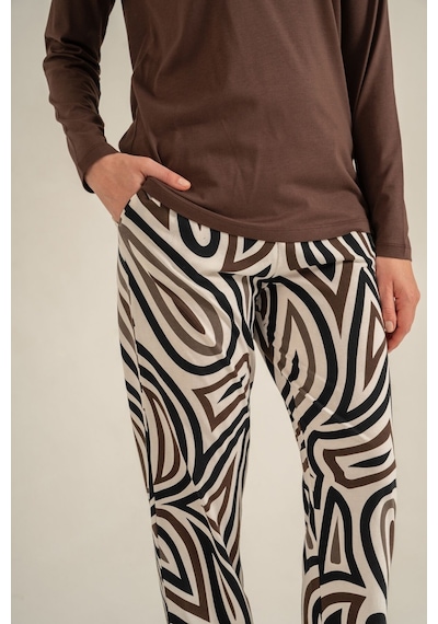 Pierre Cardin Kadın Inspire Others Everyday Kahverengi Uzun Kol Pijama Takım Pc9280-s-v2 Pc9280-s-v2
