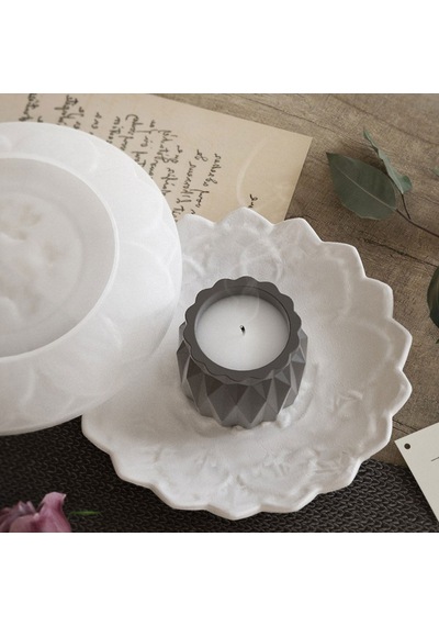 Tahtakale Toptancı Silikon Epoksi Tabak Kalıbı Lotus Tabak Kalıbı Taş Tozu Çiçek Tabak Kalıbı 18x18x2.2 Cm