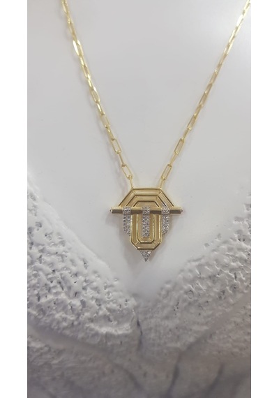 Vogutima Jewelery & Silver By Leyla Altın Tasarım 18 K Altın Kaplama 925 Ayar Gümüş Kolye