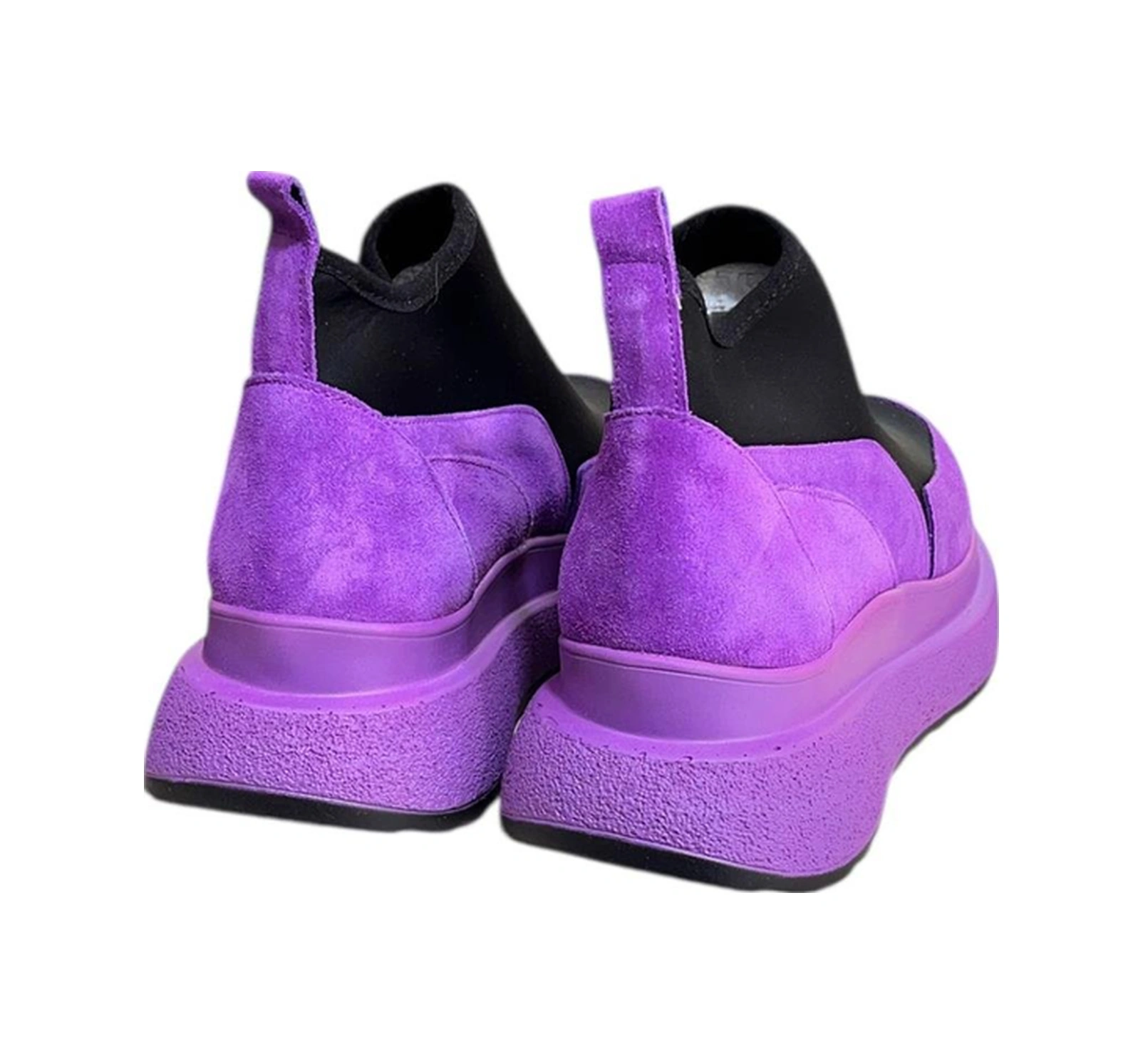 Tufan Shoes Mor Hakiki Deri Süet Strech Yüzlü Bilekte Sneaker Mor