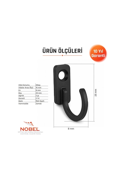 Anahtar Askısı, Metal Vestiyer Askısı, Siyah, Dolap Askılığı 5'li Set Vidalı Si Yah