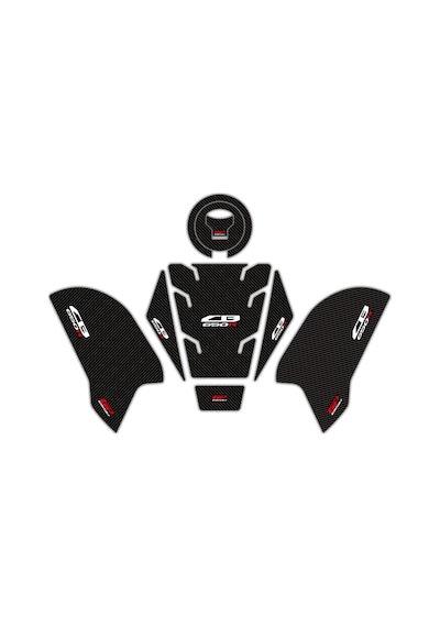 GP Kompozit Honda CB650R 2019-2023 Uyumlu Tank Pad Seti Karbon